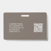 Badge Modern Custom Logo Taupe Employee Staff Name (Back)