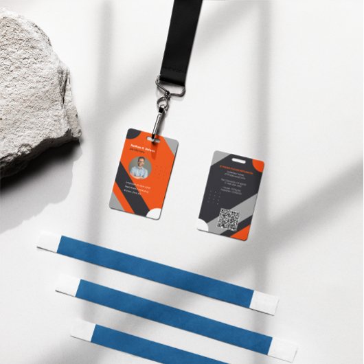 Badge Modern Employee Photo ID Company Security QR