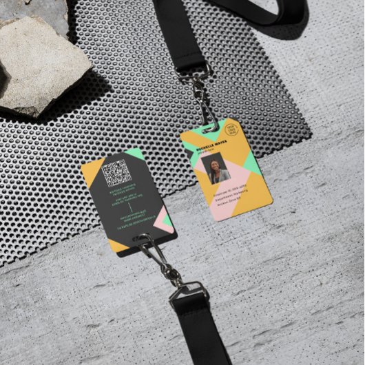 Badge Modern Employee Photo ID Company Security QR