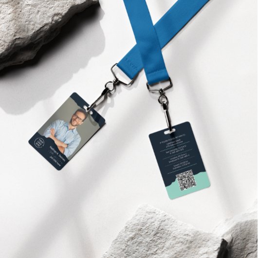 Badge Modern Employee Photo ID Company Security QR