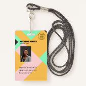 Badge Modern Employee Photo ID Company Security QR (Devant avec lanière)