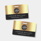 Badge Modern Gold Black Logo Employee ID (Avant & arrière)