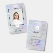 Badge Modern Holographic Black Script Photo Makeup (Avant & arrière)