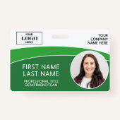 Badge Modern Logo Photo ID Barcode Employee Name (Devant)