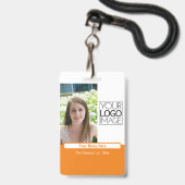 Badge Modern Orange Color Block Professional Photo Name (Avant avec lanière)