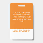 Badge Modern Orange Color Block Professional Photo Name (Arrière)