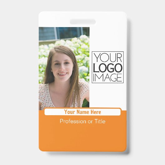 Badge Modern Orange Color Block Professional Photo Name (Avant)
