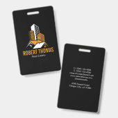 Badge Modern Orange House Roof Logo Real Estate (Avant & arrière)