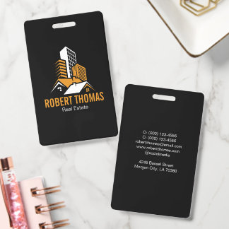 Badge Modern Orange House Roof Logo Real Estate