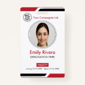 Badge Modern Red Professional Photo ID Card (Devant)
