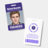 Badge Modern Royal Blue Paramedic Photo ID (Avant & arrière)