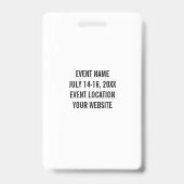 Badge Modern White Nom du bénévole Information de l'évén (Arrière)