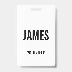 Badge Modern White Nom du bénévole Information de l'évén