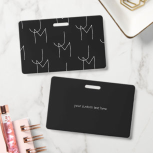 Badge Moderne 2 Initiales Motif Noir & Blanc
