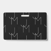 Badge Moderne 2 Initiales Motif | Noir & Blanc (Avant)