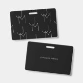 Badge Moderne 2 Initiales Motif | Noir & Blanc (Avant & arrière)