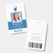 Badge Moderne Bleu Licence Pratique Infirmière Sécurité (Recto et verso)