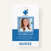 Badge Moderne Bleu Licence Pratique Infirmière Sécurité (Devant)