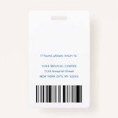 Badge Moderne Bleu Licence Pratique Infirmière Sécurité (Dos)