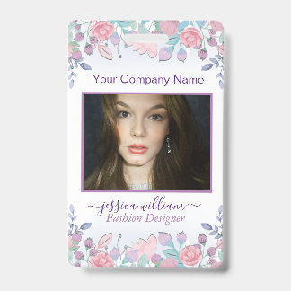 Badge Moderne Chic Aquarelle Bleu Hydrangée Florale