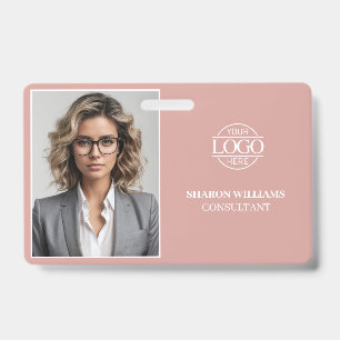 Badge Moderne Élégant Simple Rose Poussiéreux Photo d'id