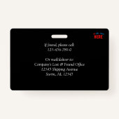 BADGE MODERNE ET MODERNE PERSONNALISABLE NOIR VÉRIFIÉ (Dos)