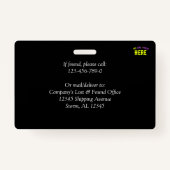 BADGE MODERNE ET MODERNE PERSONNALISABLE NOIR VÉRIFIÉ (Dos)