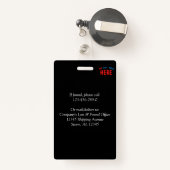 BADGE MODERNE ET MODERNE PERSONNALISABLE NOIR VÉRIFIÉ (Back with Retractable)