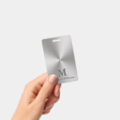 Badge Moderne monogramme de texte de nom gris de style m (Manuel / portable)