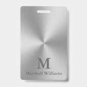 Badge Moderne monogramme de texte de nom gris de style m (Arrière)