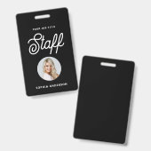 Badge Moderne Noir | Photo et Écriture Tendance (Avant & arrière)