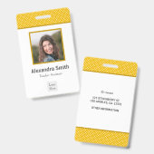 Badge Moderne Simple Jaune Blanc Points Professionnel (Avant & arrière)