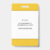 Badge Moderne Simple Jaune Blanc Points Professionnel (Arrière)