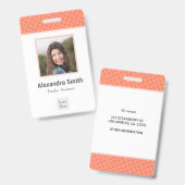 Badge Moderne Simple Rose Corail Taches Blanches (Avant & arrière)
