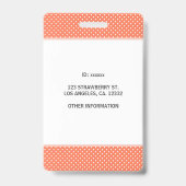 Badge Moderne Simple Rose Corail Taches Blanches (Arrière)