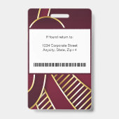 Badge Moderne Société Abstraite Id de l'employé | Bourgo (Arrière)