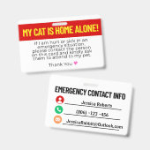 Badge Mon Chat Est À Domicile Seule Carte De Contact D'U (Avant & arrière)