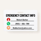 Badge Mon chien est la seule carte de contact d'urgence  (Dos)