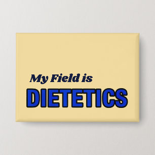 Badge "Mon domaine est la diététique" Bouton jaune paste