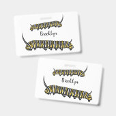 Badge Monarch caterpillar cartoon illustration   (Avant & arrière)