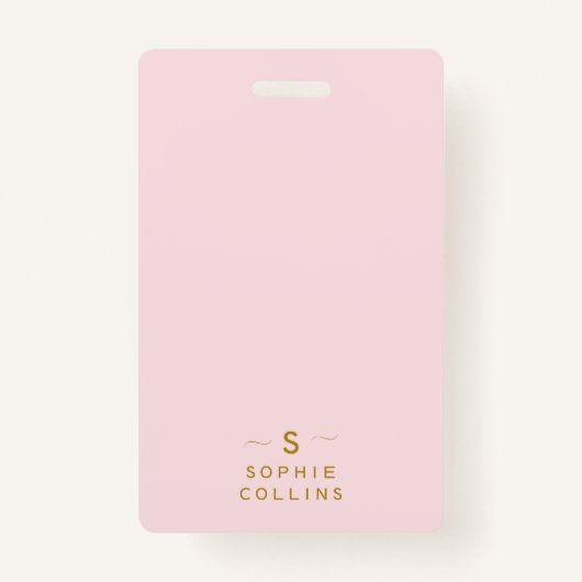Badge Monogram Blush Pink Gold Minimalist Nom élégant (Devant)