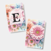 Badge Monogramme aquarelle floral gerbera rose  (Avant & arrière)