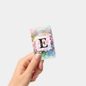 Badge Monogramme aquarelle florale hydrangea rose  (Manuel / portable)