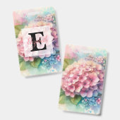 Badge Monogramme aquarelle florale hydrangea rose  (Avant & arrière)