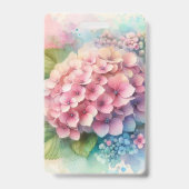 Badge Monogramme aquarelle florale hydrangea rose  (Arrière)