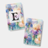 Badge Monogramme aquarelle florale iris fleurs violettes (Avant & arrière)