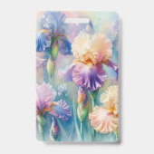 Badge Monogramme aquarelle florale iris fleurs violettes (Arrière)