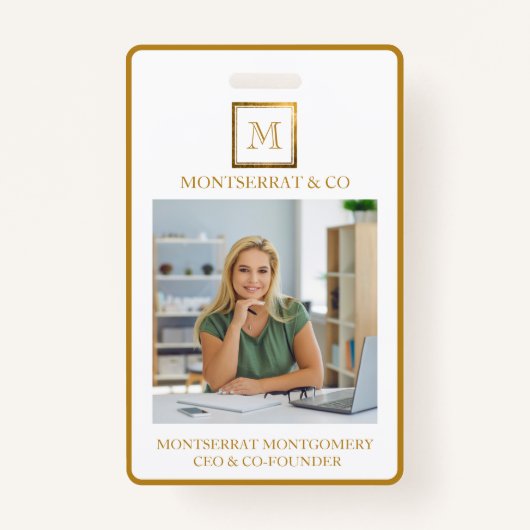 Badge Monogramme Carré Gold Frame Rouge Diamant (Devant)