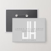 Badge Monogramme d'affaires au look moderne | Gris (Recto/Verso)