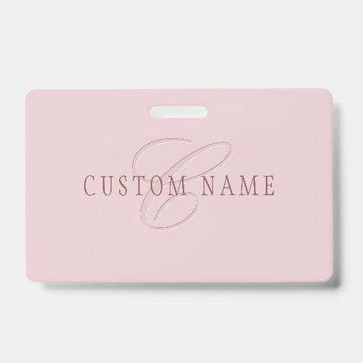 Badge Monogramme d'aspect élégant | Or rose (Avant)